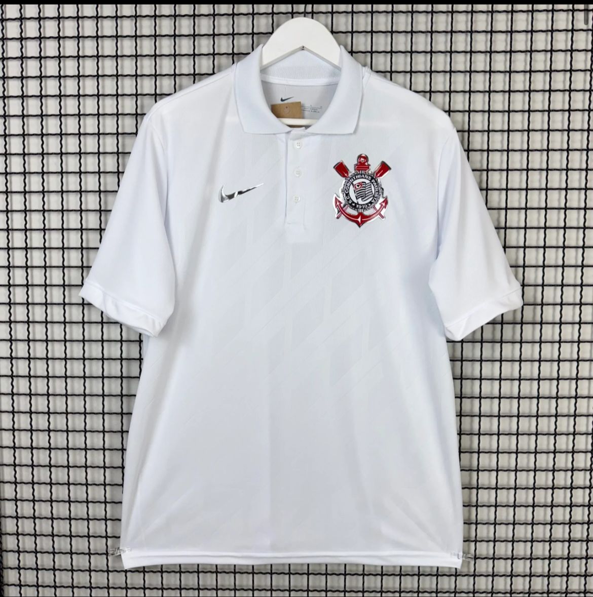 Camisa do Corinthians Polo Branca Lisa Emborrachado