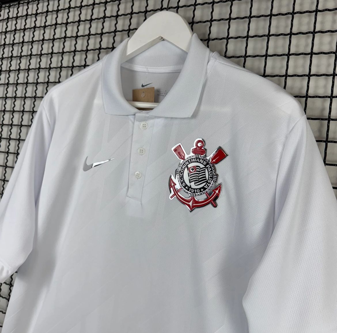 Camisa do Corinthians Polo Branca Lisa Emborrachado