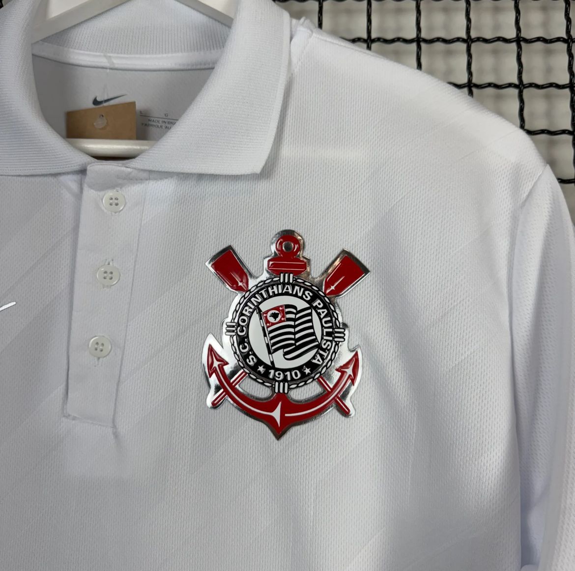 Camisa do Corinthians Polo Branca Lisa Emborrachado