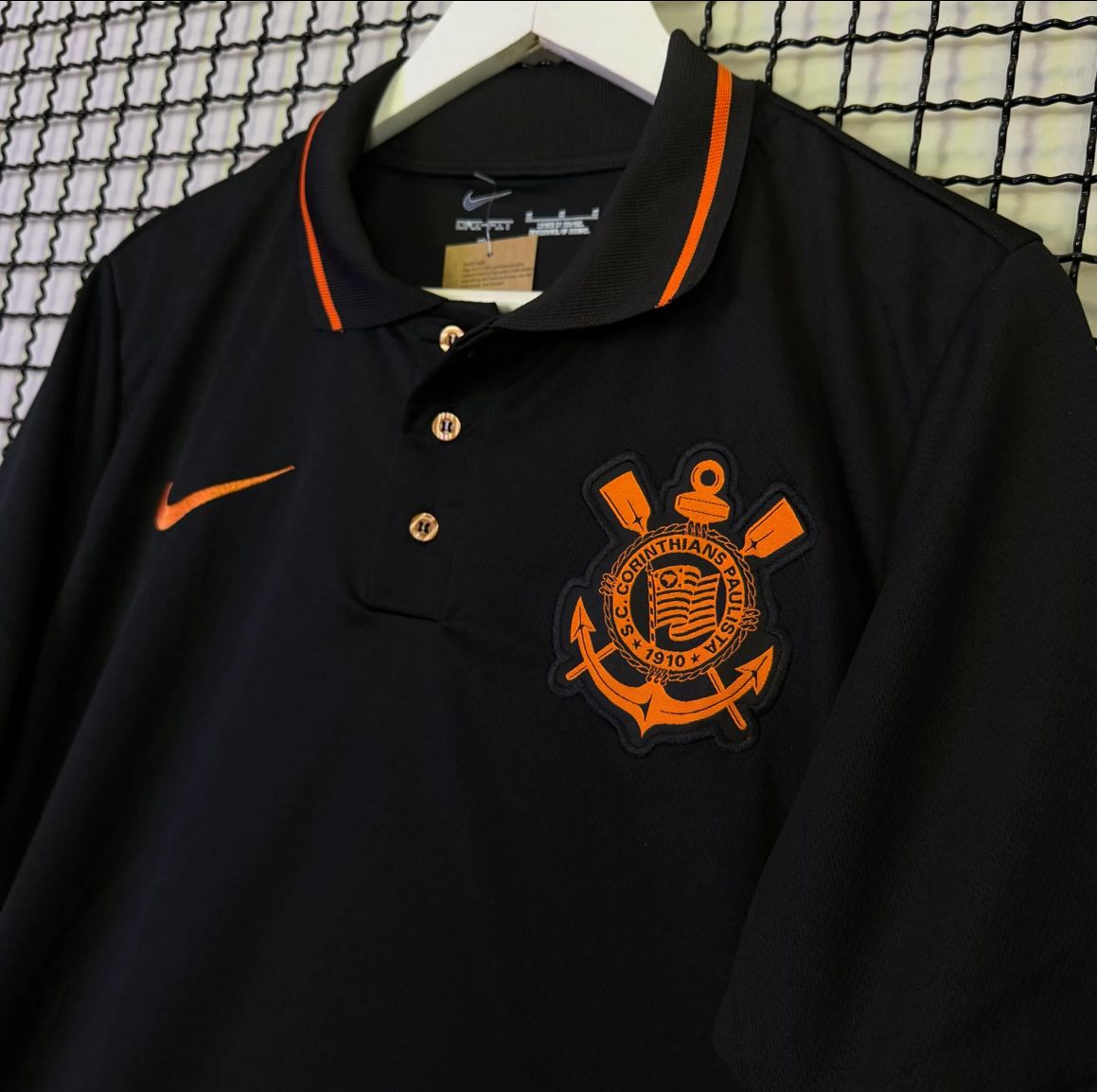 Camisa do Corinthians Polo Preta c/ Laranja