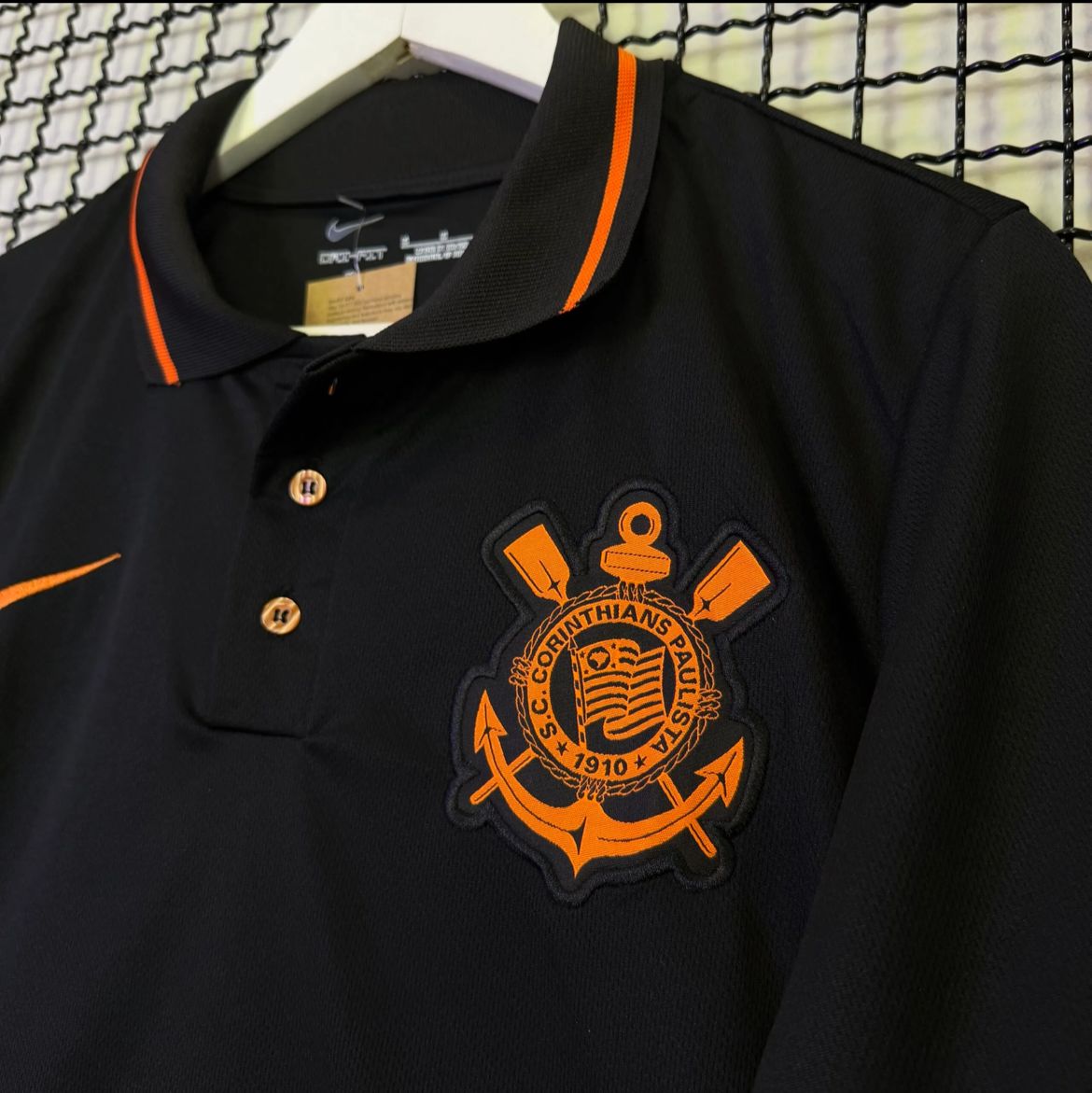 Camisa do Corinthians Polo Preta c/ Laranja