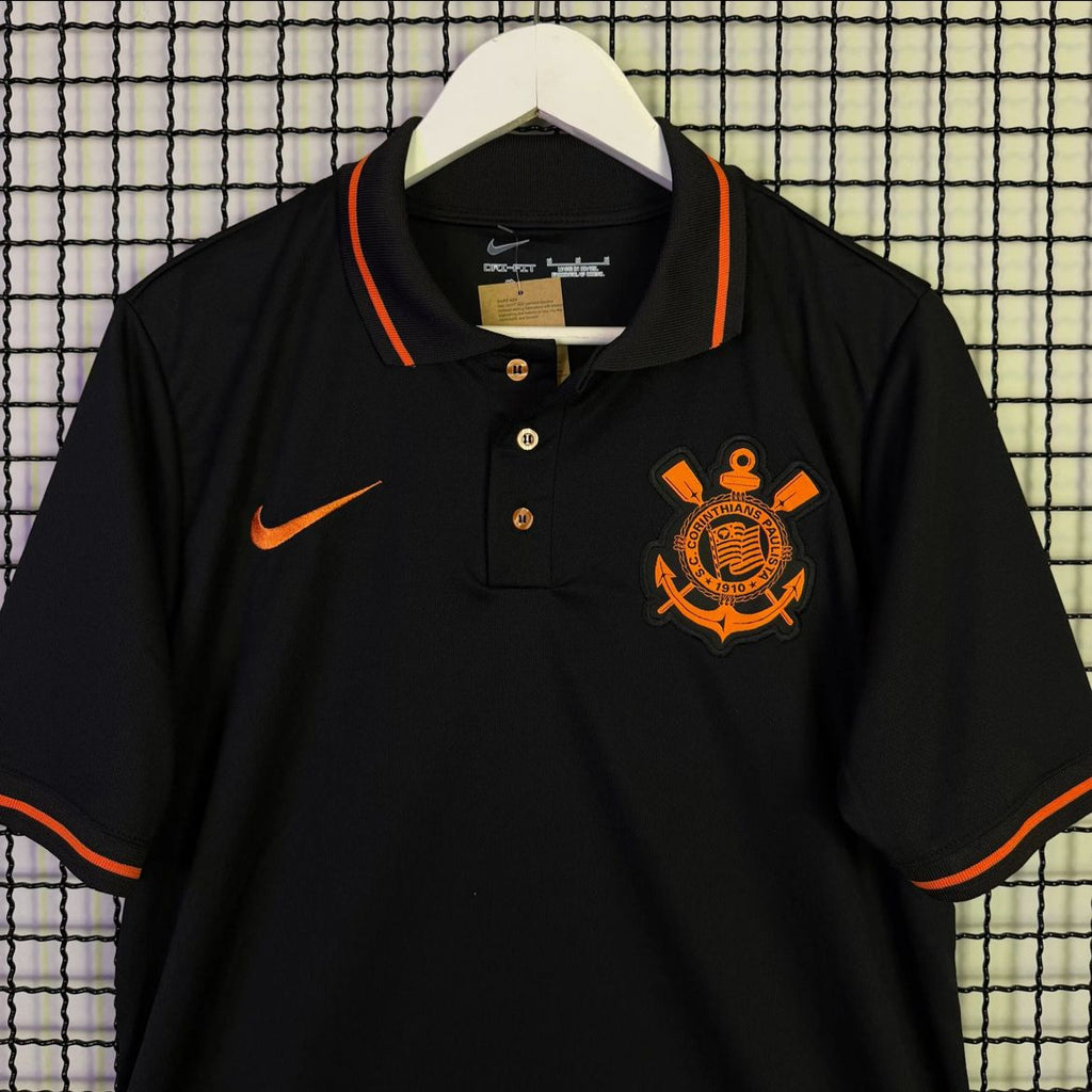 Camisa do Corinthians Polo Preta c/ Laranja