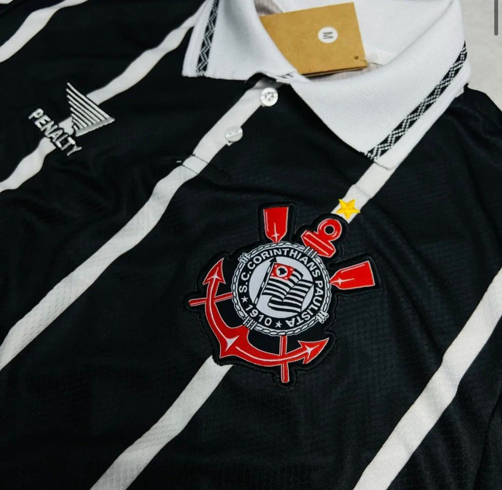 Camisa de Time Corinthians Polo Retrô Preta