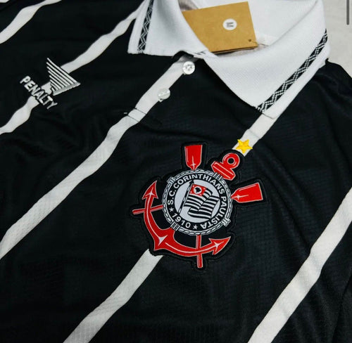 Camisa de Time Corinthians Polo Retrô Preta