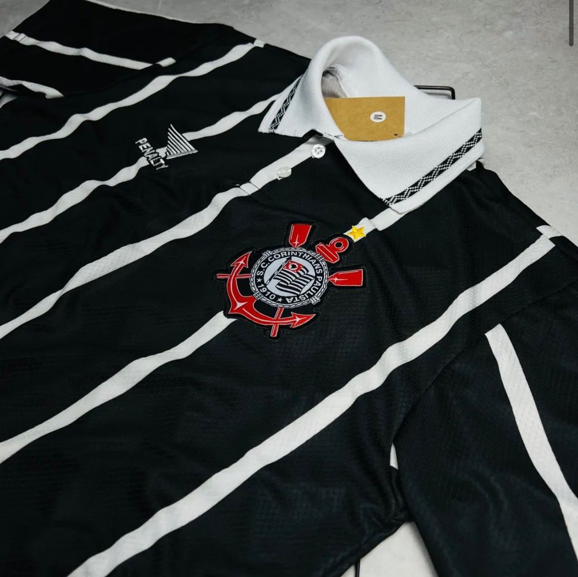 Camisa de Time Corinthians Polo Retrô Preta