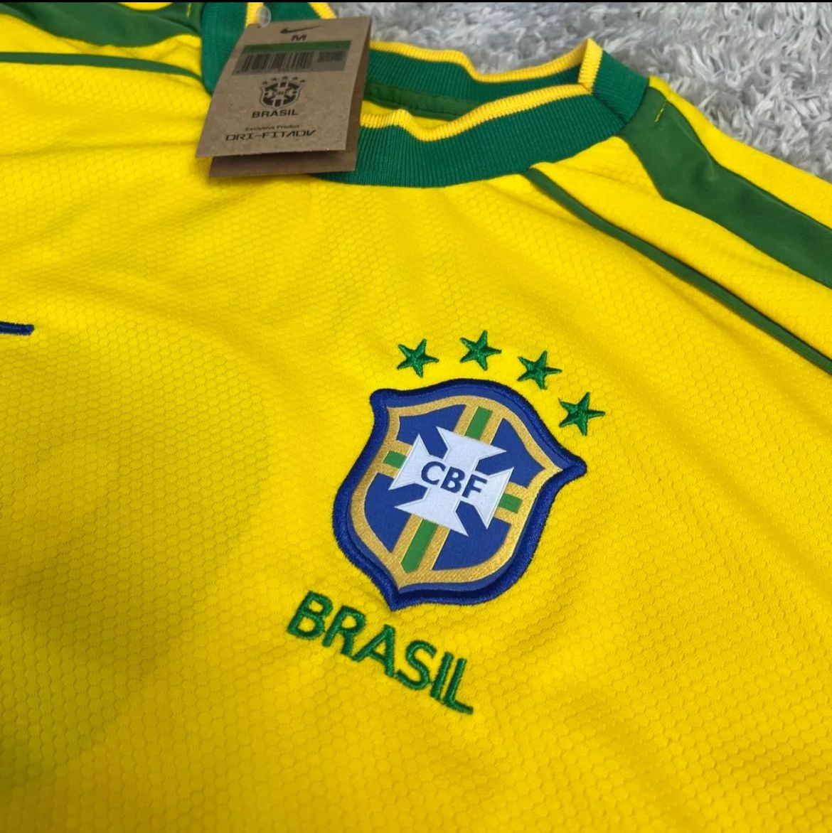 Camisa de Time Seleção Brasileira Amarela Retrô Lisa (Personalizada) Ronaldo