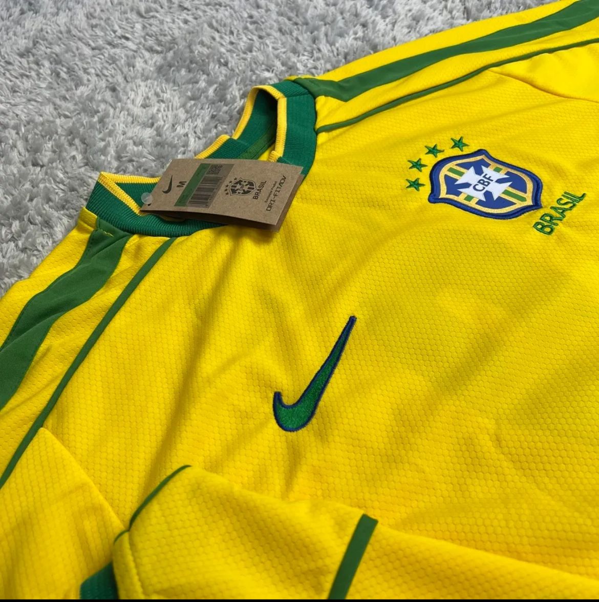 Camisa de Time Seleção Brasileira Amarela Retrô Lisa (Personalizada) Ronaldo