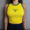Cropped Regata Seleção Brasileira Amarela
