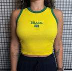 Cropped Regata Seleção Brasileira Amarela