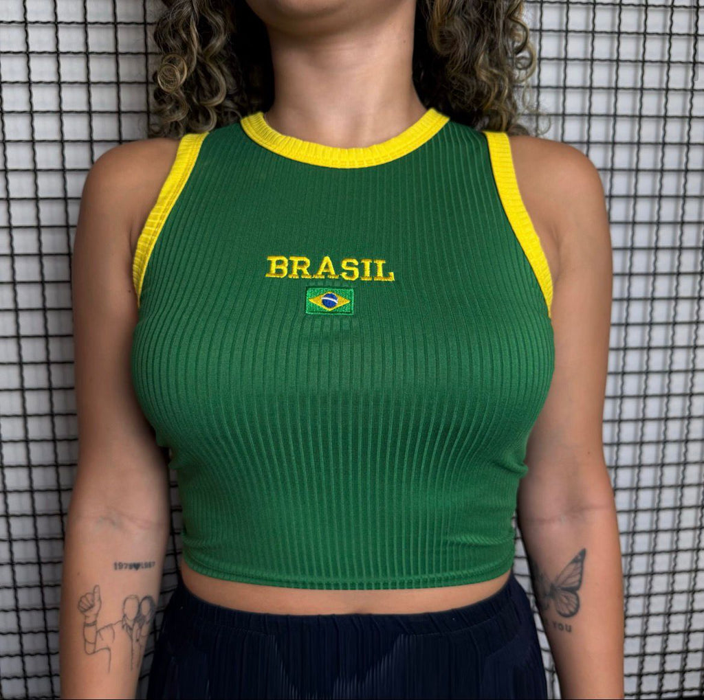 Cropped Regata Seleção Brasileira Verde