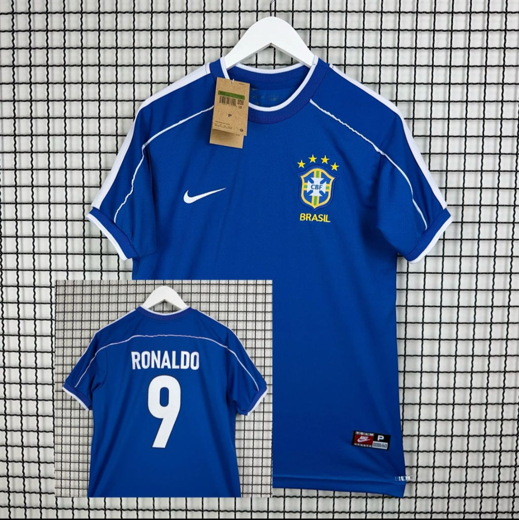 Camisa da Seleção Brasileira Azul Retrô Lisa (Personalizada Ronaldo)