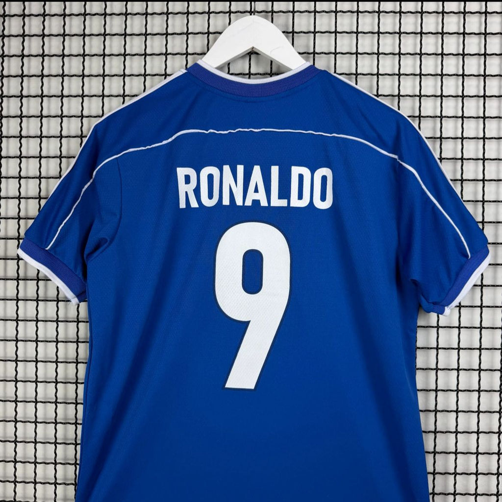 Camisa da Seleção Brasileira Azul Retrô Lisa (Personalizada Ronaldo)